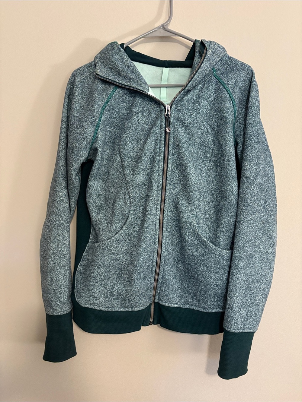 Teal Speckled Full-Zip Hoodie